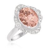 Photo of Camellia 2 1/2 CT. T.W. Morganite and Diamond Matching Bridal Ring Set 14K White Gold [BT230WE-C000]