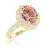 Photo of Mauve 3 1/10 Carat T.W. Morganite and Diamond Trio Matching Wedding Ring Set 14K Yellow Gold [BT225YE-C000]