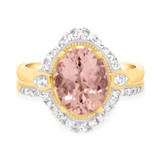 Photo of Camellia 2 1/2 Carat T.W. Morganite and Diamond Matching Bridal Ring Set 14K Yellow Gold [BR230Y-C000]