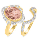 Photo of Camellia 2 1/2 Carat T.W. Morganite and Diamond Matching Bridal Ring Set 14K Yellow Gold [BR230Y-C000]