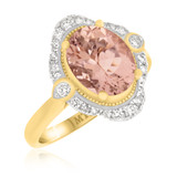 Photo of Camellia 2 1/2 Carat T.W. Morganite and Diamond Matching Bridal Ring Set 14K Yellow Gold [BT230YE-C000]
