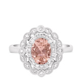 Photo of Nea 1 1/2 CT. T.W. Morganite and Diamond Matching Bridal Ring Set 10K White Gold [BT231WE-C000]