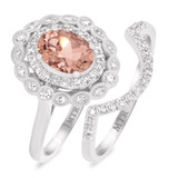 Photo of Nea 1 1/2 CT. T.W. Morganite and Diamond Matching Bridal Ring Set 14K White Gold [BR231W-C000]