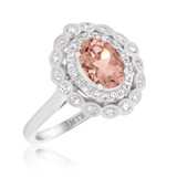 Photo of Nea 1 1/2 CT. T.W. Morganite and Diamond Matching Bridal Ring Set 14K White Gold [BT231WE-C000]