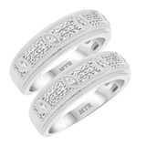 Photo of Amira 1/2 ct tw. Black Diamond (Treated) Same Sex Mens Band Set 10K White Gold [WM211W]