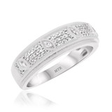 Photo of Amira 1/2 ct tw. Black Diamond (Treated) Same Sex Mens Band Set 10K White Gold [BT211WM]