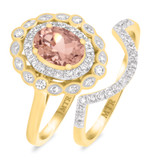 Photo of Nea 1 1/2 Carat T.W. Morganite and Diamond Matching Bridal Ring Set 10K Yellow Gold [BR231Y-C000]
