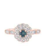 Photo of Xiamara 1/2 ct tw. Blue Diamond Round Solitaire Engagement Ring 10K Rose Solid Gold [BT219RE-R023]