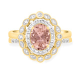 Photo of Nea 1 1/2 Carat T.W. Morganite and Diamond Matching Bridal Ring Set 14K Yellow Gold [BR231Y-C000]