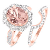 Photo of Peony 3 1/4 CT. T.W. Morganite and Diamond Matching Bridal Ring Set 10K Rose Gold [BR232R-C000]