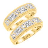 Photo of Amira 1/2 ct tw. Black Diamond (Treated) Same Sex Mens Band Set 10K Yellow Gold [WM211Y]