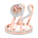 Photo of Rouge 1 1/2 CT. T.W. Morganite and Diamond Trio Matching Wedding Ring Set 14K Rose Gold [BT227R-C000]