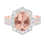 Photo of Peony 3 1/4 CT. T.W. Morganite and Diamond Matching Bridal Ring Set 14K Rose Gold [BR232R-C000]