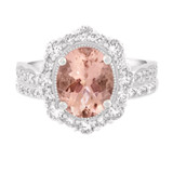 Photo of Peony 3 1/4 Carat T.W. Morganite and Diamond Matching Bridal Ring Set 14K White Gold [BR232W-C000]