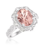Photo of Peony 3 1/4 Carat T.W. Morganite and Diamond Matching Bridal Ring Set 14K White Gold [BT232WE-C000]