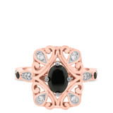 Photo of Fatima 1 1/4 ct tw. Black Diamond (Treated) Oval Solitaire Engagement Ring 14K Rose Gold [BT220RE-C000]