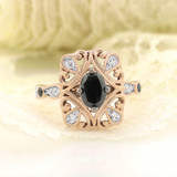 Photo of Fatima 1 1/4 ct tw. Black Diamond (Treated) Oval Solitaire Engagement Ring 14K Rose Gold [BT220RE-C000]