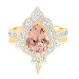 Photo of Petal 2 1/2 CT. T.W. Morganite and Diamond Matching Bridal Ring Set 10K Yellow Gold [BR233Y-C000]