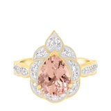 Photo of Petal 2 1/2 CT. T.W. Morganite and Diamond Matching Bridal Ring Set 10K Yellow Gold [BT233YE-C000]
