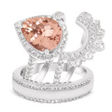 Photo of Orchid 2 3/4 CT. T.W. Morganite and Diamond Trio Matching Wedding Ring Set 14K White Gold [BT228W-C000]