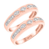 Photo of Khadija 1/2 ct tw. Blue Diamond (Treated) Same Sex Mens Band Set 14K Rose Gold [WM213R]