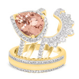 Photo of Orchid 2 3/4 Carat T.W. Morganite and Diamond Trio Matching Wedding Ring Set 10K Yellow Gold [BT228Y-C000]