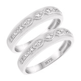 Photo of Khadija 1/2 ct tw. Blue Diamond (Treated) Same Sex Mens Band Set 14K White Gold [WM213W]