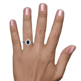 Photo of Bee 1 ct tw. Oval Blue Sapphire Engagement Ring 14K White Gold [BT221WE-C000] [HT-2]