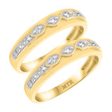 Photo of Khadija 1/2 ct tw. Diamond Same Sex Mens Band Set 14K Yellow Solid Gold [WM213Y]