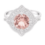 Photo of Lulu 2 1/10 CT. T.W. Morganite and Diamond Matching Bridal Ring Set 14K White Gold [BR234W-C000]