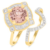 Photo of Lulu 2 1/10 Carat T.W. Morganite and Diamond Matching Bridal Ring Set 10K Yellow Gold [BR234Y-C000]