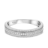 Photo of Lotus 3 CT. T.W. Morganite and Diamond Trio Matching Wedding Ring Set 14K White Gold [BT497WM]