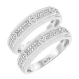 Photo of Rehana 1/2 ct tw. Black Diamond (Treated) Same Sex Mens Band Set 10K White Gold [WM214W]