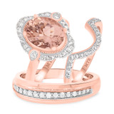 Photo of Camellia 2 3/4 CT. T.W. Morganite and Diamond Trio Matching Wedding Ring Set 14K Rose Gold [BT230R-C000]