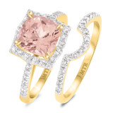 Photo of Milly 2 1/3 Carat T.W. Morganite and Diamond Matching Bridal Ring Set 10K Yellow Gold [BR235Y-C000]