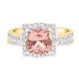 Photo of Milly 2 1/3 Carat T.W. Morganite and Diamond Matching Bridal Ring Set 14K Yellow Gold [BR235Y-C000]
