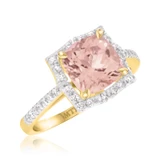 Photo of Milly 2 1/3 Carat T.W. Morganite and Diamond Matching Bridal Ring Set 14K Yellow Gold [BT235YE-C000]