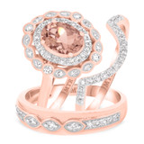 Photo of Nea 1 3/4 Carat T.W. Morganite and Diamond Trio Matching Wedding Ring Set 10K Rose Gold [BT231R-C000]