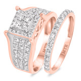 Photo of River 1 3/8 Carat T.W. Diamond Princess Cluster Bridal Set 10K Rose Gold [BR248R-C000]