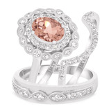 Photo of Nea 1 3/4 Carat T.W. Morganite and Diamond Trio Matching Wedding Ring Set 14K White Gold [BT231W-C000]