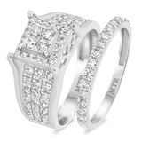 Photo of River 1 3/8 Carat T.W. Diamond Princess Cluster Bridal Set 10K White Gold [BR248W-C000]