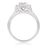 Photo of River 1 3/8 CT. T.W. Diamond Princess Cluster Bridal Set 14K White Gold [BT248WE-C000]