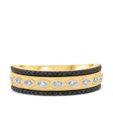 Photo of Soraya 7/8 ct tw. Black Diamond (Treated) Same Sex Mens Band Set 14K Yellow Gold [BT216YM]