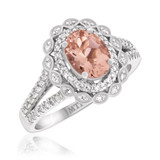 Photo of Coral 1 3/8 Carat T.W. Morganite and diamond Engagement Ring 14K White Gold [BT226WE-C000]