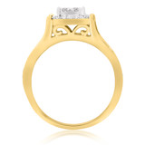 Photo of River 1 3/8 CT. T.W. Diamond Princess Cluster Bridal Set 14K Yellow Gold [BT248YE-C000]