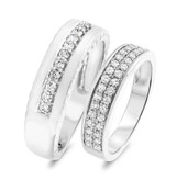 Photo of Aleeza 3/4 ct tw. Diamond Wedding Band Set 10K White Gold [WB400W]
