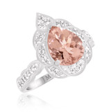 Photo of Petal 2 3/4 CT. T.W. Morganite and Diamond Trio Matching Wedding Ring Set 10K White Gold [BT233WE-C000]