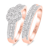 Photo of Amir 7/8 CT. T.W. Diamond Fancy Cluster Bridal Set 14K Rose Gold [BR251R-C000]