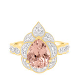 Photo of Petal 2 3/4 CT. T.W. Morganite and Diamond Trio Matching Wedding Ring Set 10K Yellow Gold [BT233YE-C000]