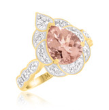 Photo of Petal 2 3/4 CT. T.W. Morganite and Diamond Trio Matching Wedding Ring Set 10K Yellow Gold [BT233YE-C000]